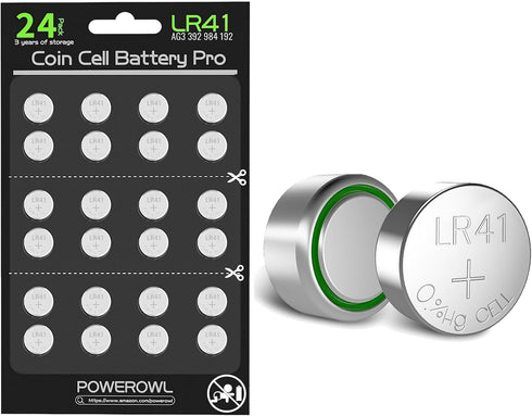 POWEROWL High Capacity LR41 AG3 Batteries 24 Pack, L736 392 384 192 Premium Alkaline Coin Cell Batteries