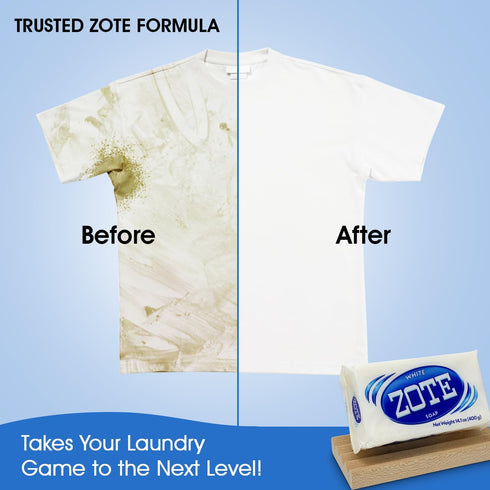 Zote Soap Laundry Clothes Detergent and Soap Dish Bundle, Stylish Addition to Any Laundry Room