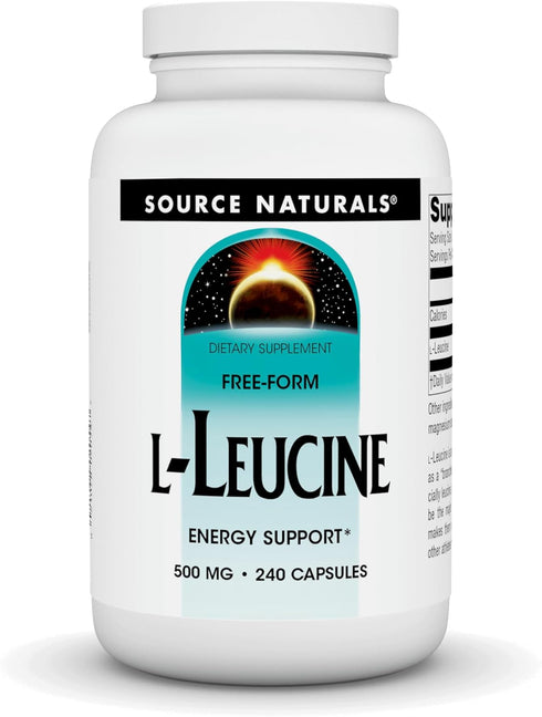 Source Naturals L-Leucine, Energy Support, Free Form Essential Amino Acid Supplement, 240 Capsules