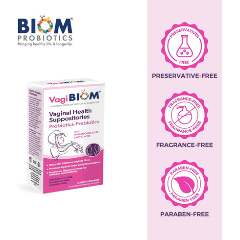 VagiBiom Lactobacillus Suppository: Microbiome Flora balance and Odor Control Regimen; Balance and Nourishes Healthy