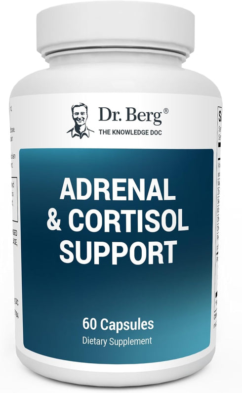 Dr. Berg Adrenal & Cortisol Capsules, Adrenal Supplement for Mood, Focus, Relaxation, Stress Support, 60 Capsules