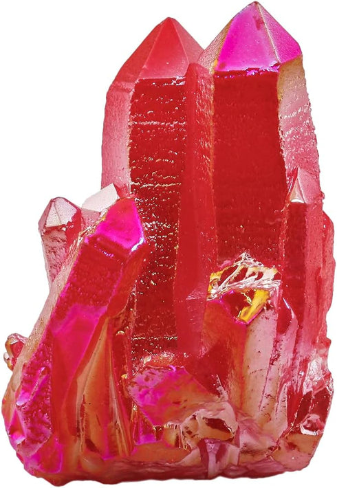 Rockcloud Healing Crystal Natural Titanium Coated Deep Red Rock Quartz Cluster Geode Home Decoration