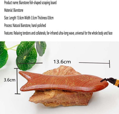 ZHAO SHOP Fish-Shaped Scraping Board | Traditional Anti-Aging Scraper| Bian Stone Gua Sha Massage Tool | Shoulder