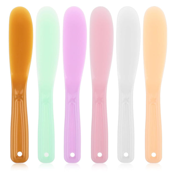 Qianyu 6Pcs Large Makeup Scoops Spatulas - Plastic Cosmetic Spatula Face Mask Spoon Applicator for DIY Creams
