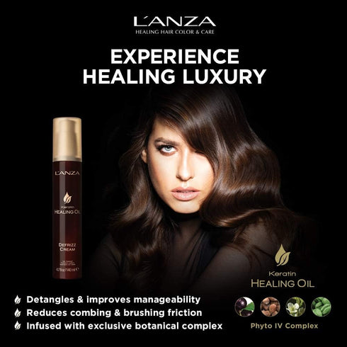 L’ANZA Keratin Healing Oil De-frizz Cream, Travel-size (4.7 Fl Oz), For Shiny Finishing, UV and Heat Protection