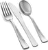 125 Piece Silver Dinnerware Party Set - 50 Silver Rim Plastic Plates, 25 Dinner Plates, 25 Dessert Plates, 25 Forks, 25