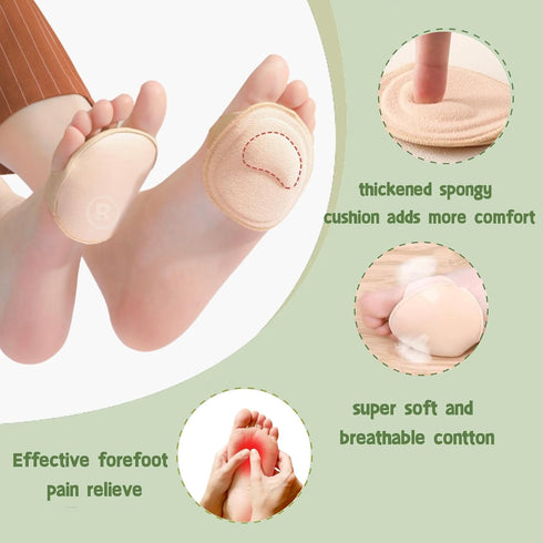 Metatarsal Pads Invisible Socks, Soft Foot Pads for Women and Men, Reusable Ball of Foot Cushions for Runners, Prevent Pain and Discomfort
