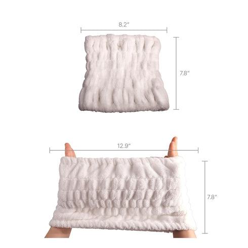 Red by Kiss Extra Wide Spa Headband, Soft Plush Fleece for Full Hairline Coverage, One Size Fits All (White).