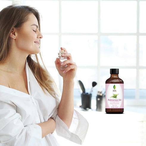SVA Palmarosa Essential Oil, 4 Fl Oz, 100% Natural Oil for Diffuser, Hair Care, Skin Care, Aromatherapy