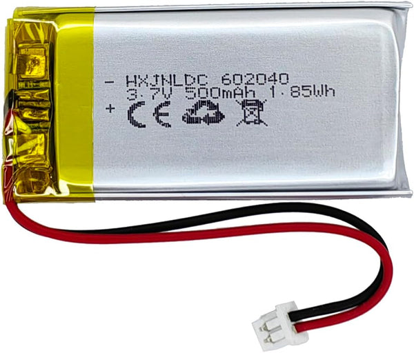 DC 3.7V 500mAh 602040 Rechargeable Lithium Polymer Battery for DIY 3.7-5V Electronic Products with LED Lights