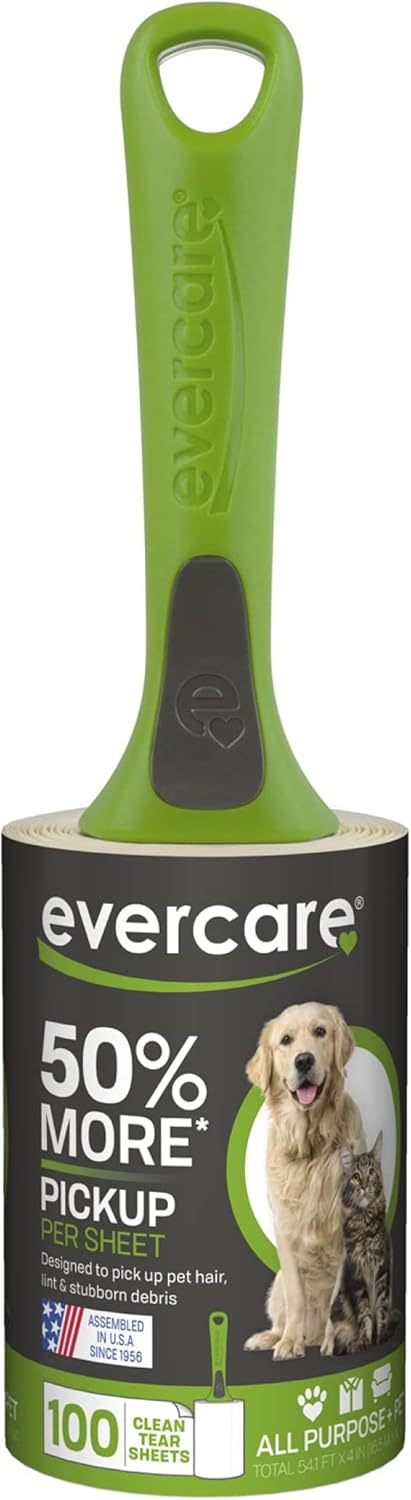 Evercare Pet Extreme Stick Plus Lint Roller, 100 Sheets