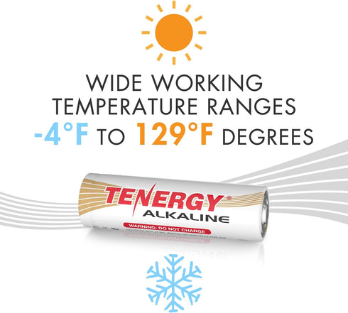 Tenergy 1.5V AA Alkaline Batteries, High Performance, 48 Pack, for Clocks, Remotes, Toys