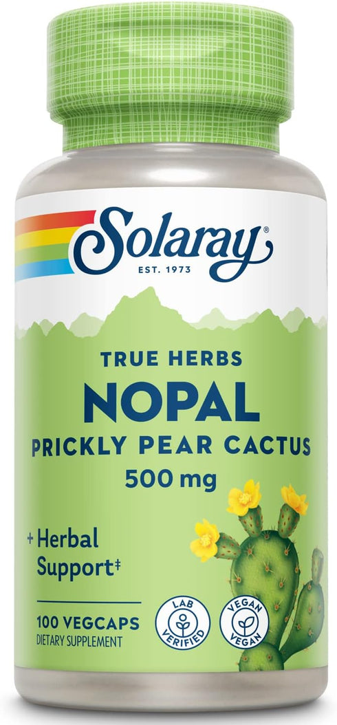 SOLARAY Nopal Prickly Pear Cactus, 500 mg, 100 VegCaps with Dietary Fiber & Antioxidants