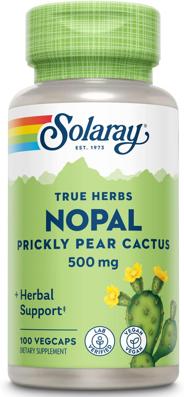 SOLARAY Nopal Prickly Pear Cactus, 500 mg, 100 VegCaps with Dietary Fiber & Antioxidants