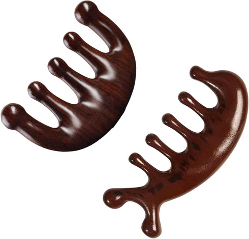 Huakaile 2 Pcs Wooden Scalp Massage comb, Natural Gua Sha Hair Comb Brush,