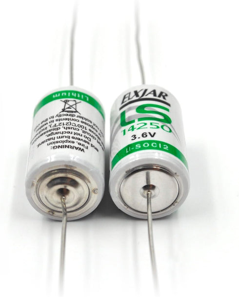(2-Pack) 3.6V LS14250 1/2AA Lithium Thionyl Chloride Battery with Axial Terminals, Replacement for SAFT
