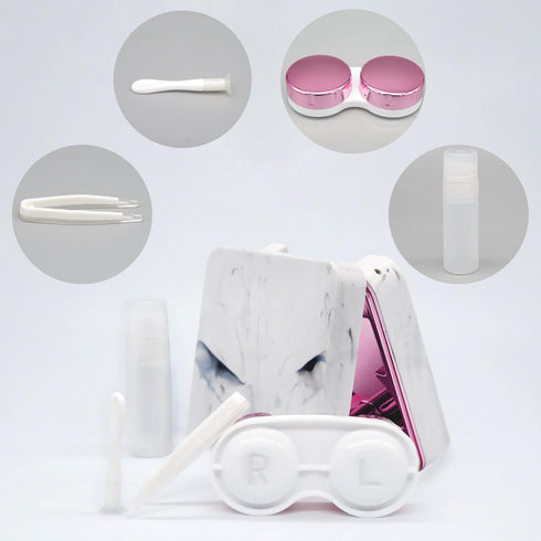 Portable Contact Lens Case, Cute Eye Contacts Applicator Remover Tool Kit with Mirror and Solution Bottle for Travel
