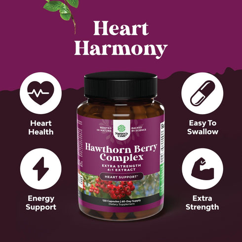 Extra Strength Hawthorn Extract Capsules - 1330mg Digestion and Heart Health Supplement, Non-GMO, 60 Servings