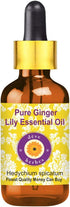 Deve Herbes Pure Ginger Lily Essential Oil - Steam Distilled 30ml (1 oz) with Glass Dropper