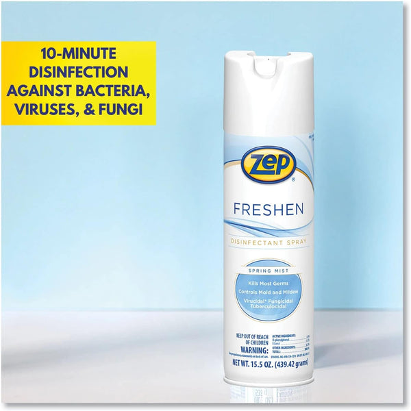 Zep Freshen Disinfectant Spray, Spring Mist, 15.5 oz Aerosol for Freshening Spaces