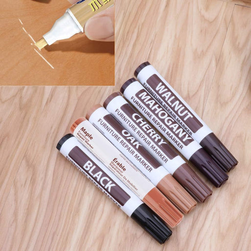NUEAYMS 4 Wood Furniture & Floor Repair Markers For Touch Up Resin Repair Wood Filler For Making Scratches Disappear