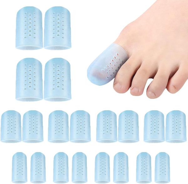 Toe Protectors for Women, 20 Pieces Gel Toe Caps with Airflow Orifice for Pain Relief, Blister Protection, Big & Little