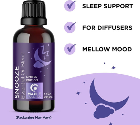 Set Maple Holistics Essential Oils - Relaxing Nighttime and Morning Essential Oil Blends for Diffuser with Mint