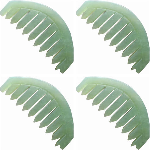 Jinshining 4Pcs Green Nature Jade Stone Massage Comb Traditional Natural Jade Massager Acupuncture