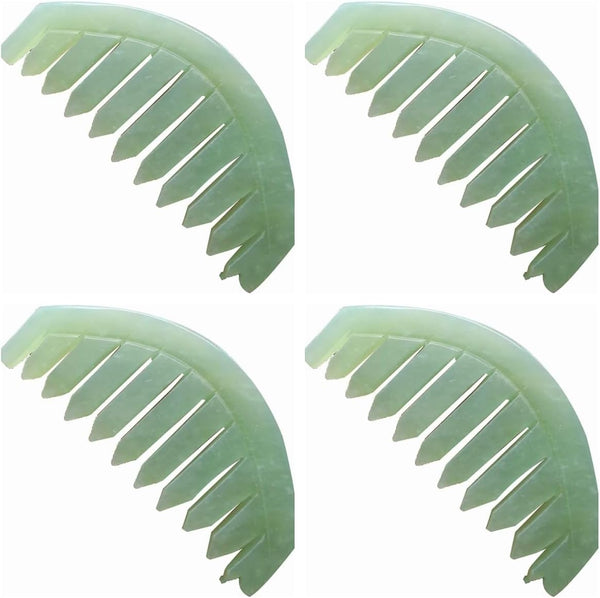 Jinshining 4Pcs Green Nature Jade Stone Massage Comb Traditional Natural Jade Massager Acupuncture