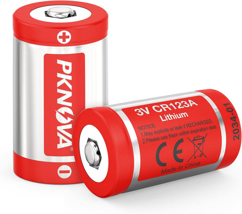 CR123A Battery, 2 Count Lithium Batteries, 3 Volt 123 Batteries for Flashlight, Home Safety Devices, 10 Year Shelf Life