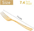 WDF 100 Piece Gold Plastic Forks - 7.4inch Gold Forks Disposable - Gold Plastic Silverware for Dessert Cake - Heavy Duty Plastic Cutlery for Party, Weddings or Daily Using by WDF