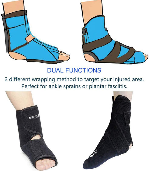 Foot Ankle Ice Pack Wrap - Reusable Gel Cold Pack for Foot Pain Relief (2 Gel Ice Packs)