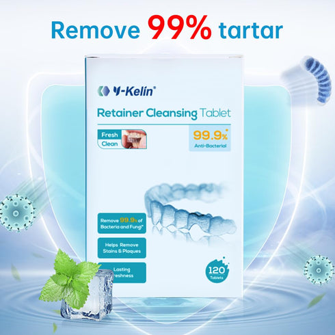 Retainer Cleanser Tablets, Mouth Guards Cleaner, Remove Odors, Stains, 120 Counts Mint by Y-Kelin