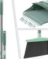 Broom and Dustpan Set with Long Handle, Dustpan Comb, Jade Green Broom and Dustpan Combo for Home