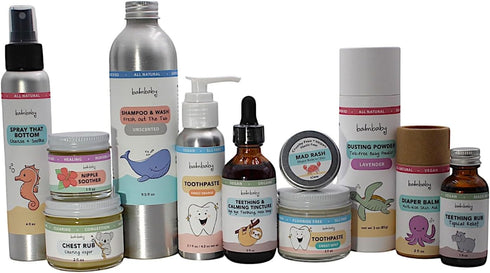 Kids Fluoride Free Toothpaste by Balm Baby - All Natural SLS Free with Xylitol, Vegan, Glass Jar (Mint & Orange)