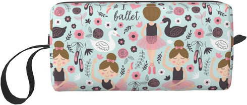 YISHOW Adorable Ballet Dancer Makeup Bag - Travel Cosmetic Toiletry Organizer Case for Women
