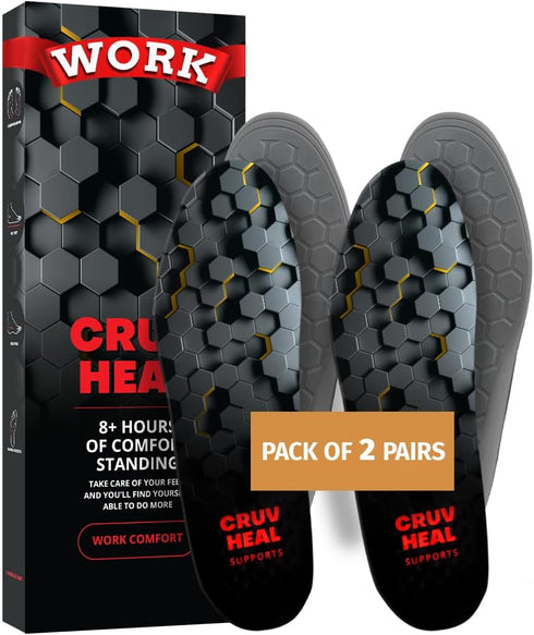 2 Packs Work Comfort Orthotic Insoles - Cushioned Shoe Inserts for Men and Women, Anti-Fatigue, Foot Pain Relief (XXL-2