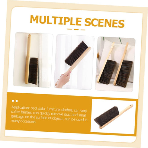 Hand Broom Brush, 3pcs Hand Broom with Wood Handle, Soft Whisk Broom for Cleaning Counter Furniture Carpet