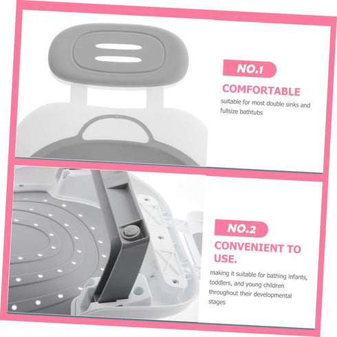 Adjustable Bath Seat with Non-Slip Foam Support Foldable Bathtub Mat for Versatile Bath Stool Bed Fits Double Sinks