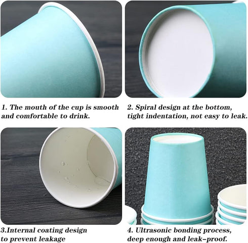 Paper 3oz Bathroom Cups, Disposable Mouthwash Cups, 100 Count, Blue Small Cup for Mouthwash