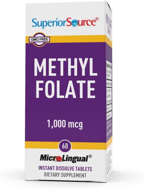 Superior Source Methyl Folate 1,000 mcg - 60 Sublingual Tablets for Healthy Nervous System & Red Blood Cells