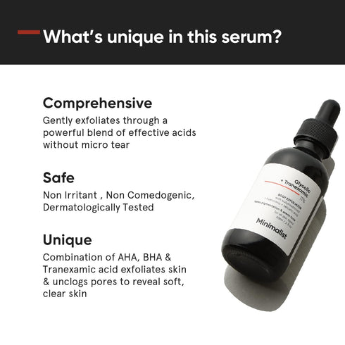 Minimalist 11% Glycolic & Tranexamic Acid Body Exfoliator - Smooth & Even Skin, 2 Fl Oz for Women & Men