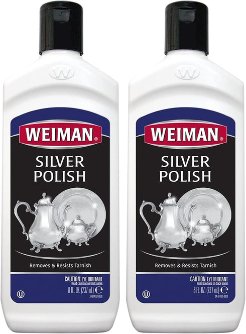 Weiman Silver Polish and Cleaner, 8 Ounce Pack of 2 for Clean Shine and Protective Tarnish Prevention