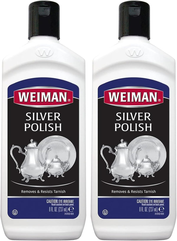 Weiman Silver Polish and Cleaner, 8 Ounce Pack of 2 for Clean Shine and Protective Tarnish Prevention