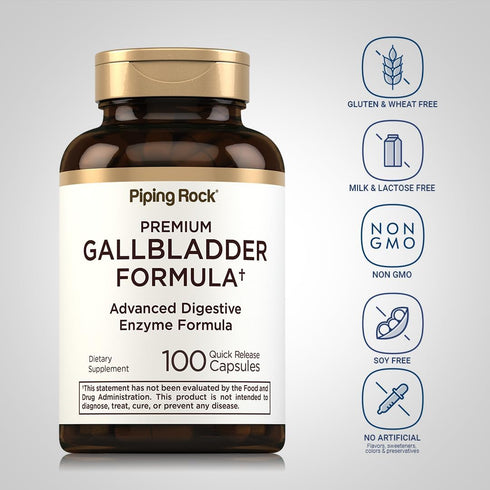 Piping Rock Gallbladder Formula, 100 Capsules, Advanced Digestive Enzyme Supplement for Men & Women, Non-GMO