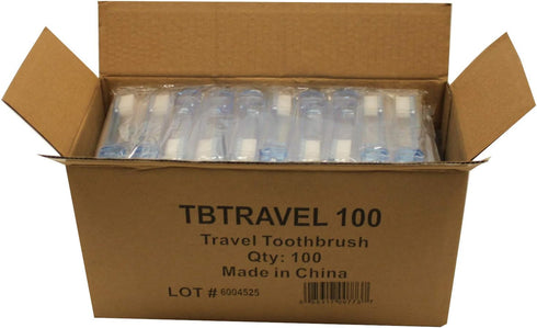 FRESHMINT 100 Pack Travel Toothbrush - 2-Piece Individually Wrapped, Collapsible Toothbrush, Soft Nylon Bristles