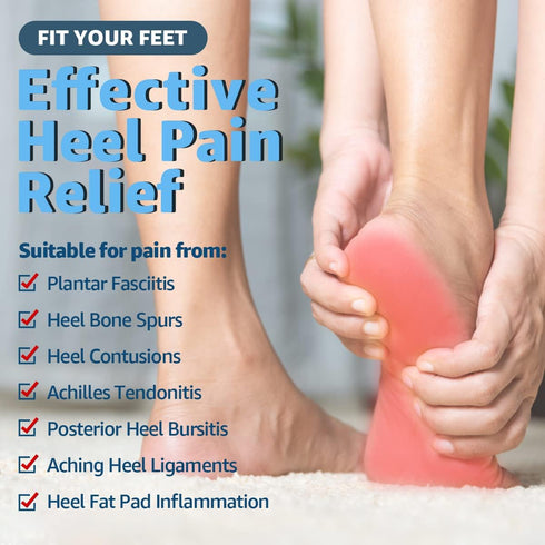 Heel Cushions for Pain Relief - Heel Cups for Plantar Fasciitis, Achilles Tendonitis, and Heel Spurs for Men and Women