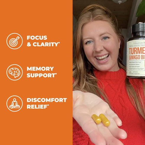 Turmeric Curcumin & Ginkgo Biloba Supplements with Bioperine Black Pepper, Vegan Joint Support Supplement, 2 Pack