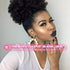 rosmile Afro Puff Clip On Synthetic Ponytail Extension for Black Women, 80g 1B# Short Kinky Bun
