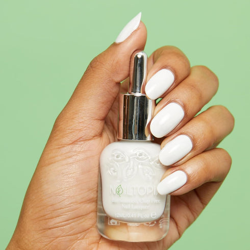 Nailtopia Plant-Based Chip Free Nail Lacquer - Non Toxic, Long-Lasting Polish, So Fresh, So Clean (White) - 0.41oz